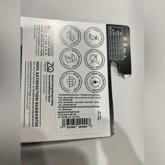 Smartwool Women's Medium Hike Low Ankle Socks Light Cushion Twilight Blue NWT - Picture 4 of 7